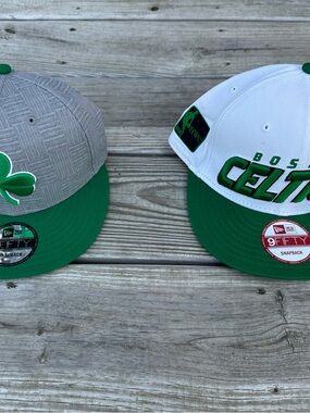 New Era White & Green Boston Celtics 9FIFTY Snapback Duo